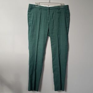 True Royal Pant Womens 32 Straight Fit Linen Trouser Green